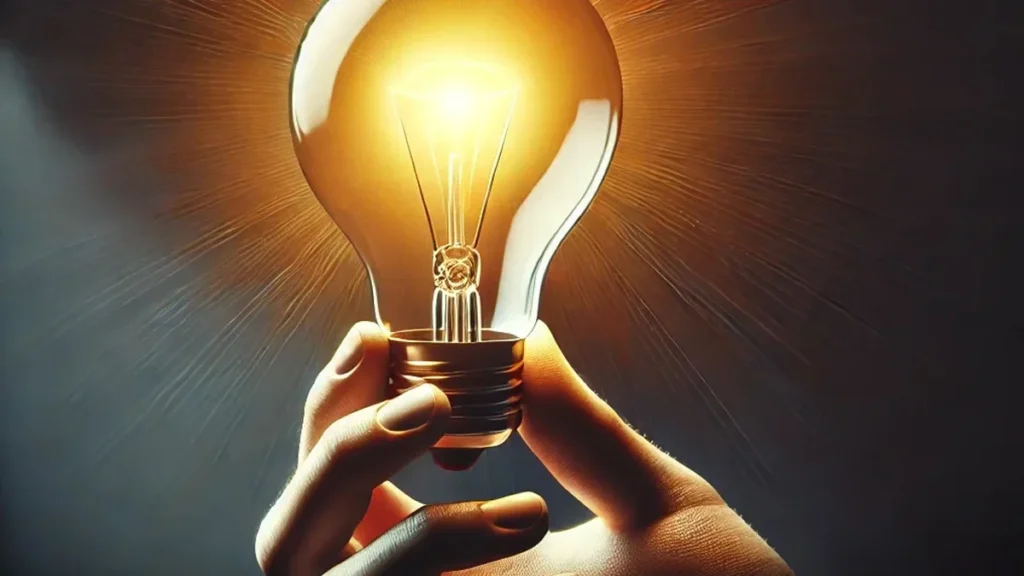 Uma mão segurando uma lâmpada, simbolizando o cancelamento do serviço de energia