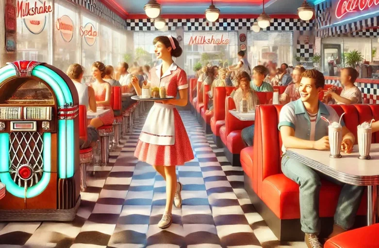 Segurança alimentar e responsabilidade da garçonete no manuseio de alimentos Garçonete servindo em uma lanchonete