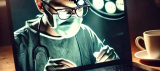 Médico utilizando plataforma de telemedicina com segurança cibernética, ilustrando medidas para evitar litígios digitais na prática médica