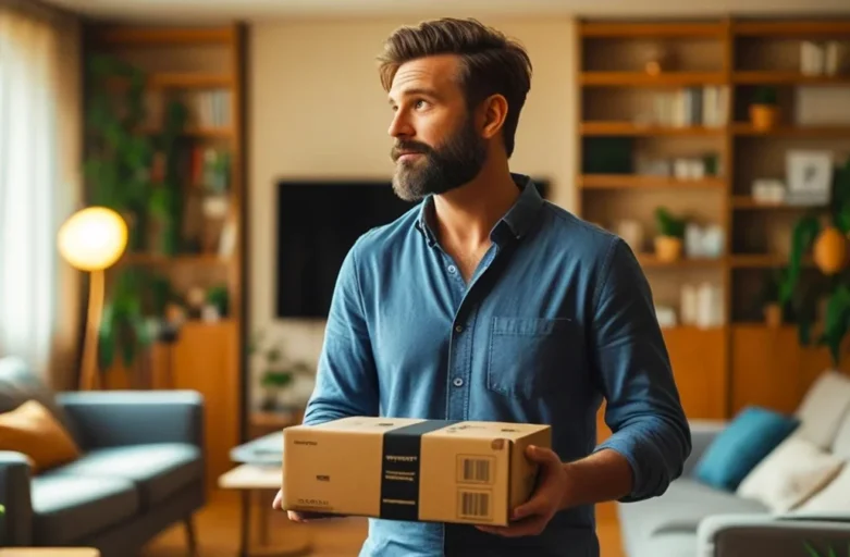 Carteira com pacote de encomendas protegido, simbolizando seguro de encomendas e proteção contra extravio