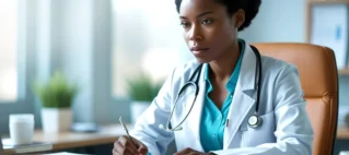 Médica dando atestado para trabalhador por saúde mental