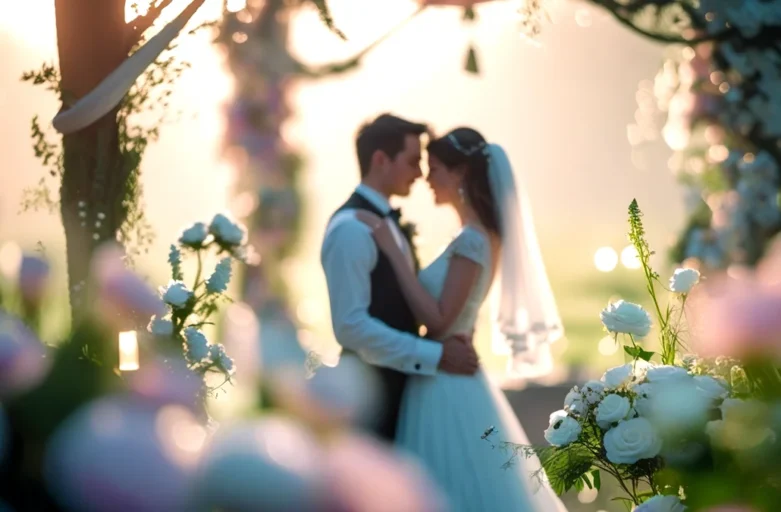 um casal recem casados simbolizando a união e a segurança jurídica proporcionada por um acordo pré-nupcial personalizado