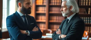 Idoso e um advogado, simbolizando a confecção de uma procuração para garantir a segurança de seus direitos.