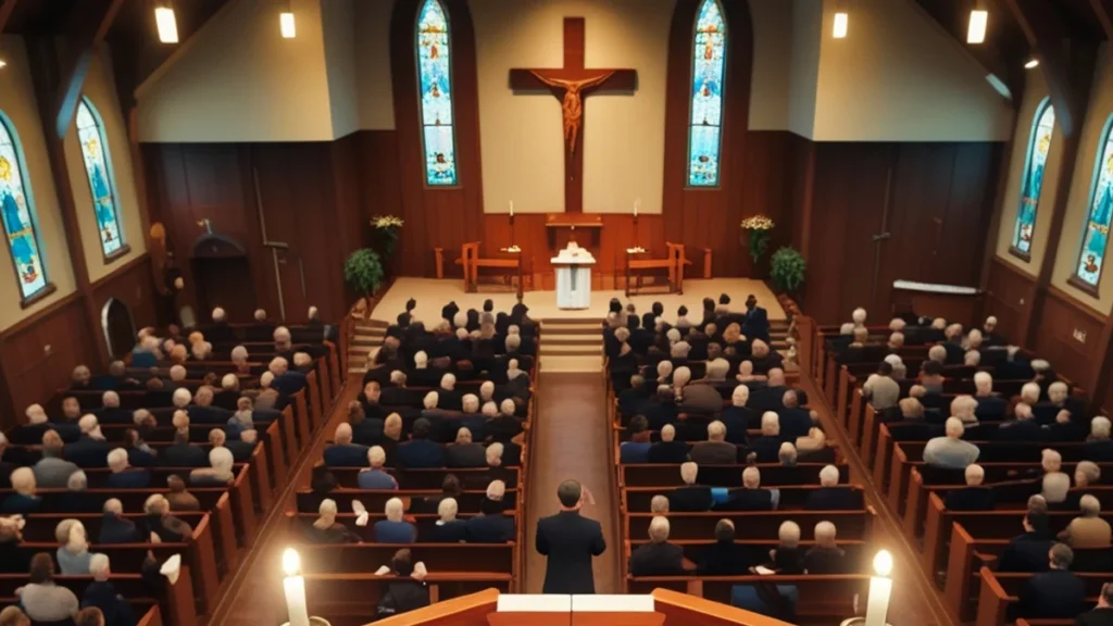Grupo de pessoas participando de um culto