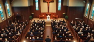 Grupo de pessoas participando de um culto