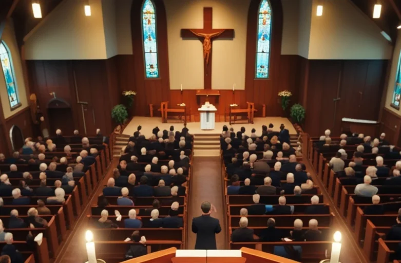 Grupo de pessoas participando de um culto