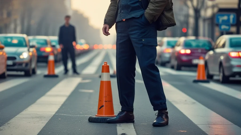 Homem no trânsito simbolizando a relação entre dívida, lei e as possíveis consequências de não pagar multas no Brasi