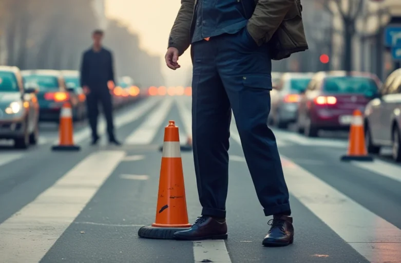Homem no trânsito simbolizando a relação entre dívida, lei e as possíveis consequências de não pagar multas no Brasi