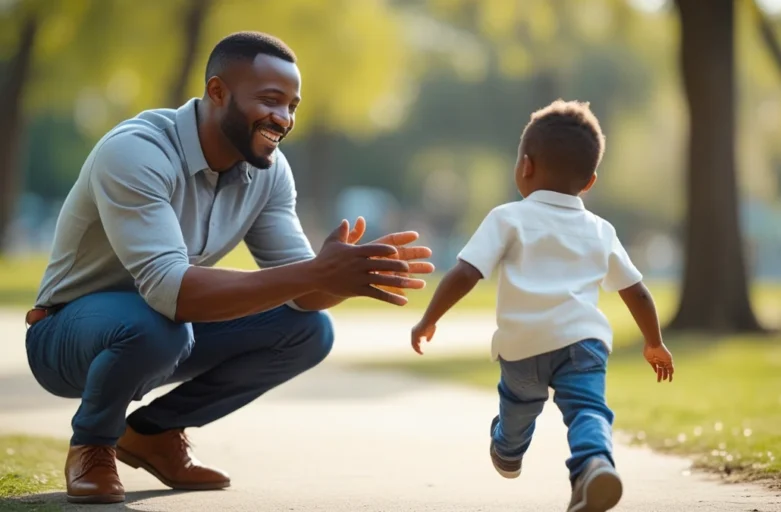 Pai fazendo visita para filho, simbolizando o suporte jurídico para questões de descumprimento de visitas dos filhos.