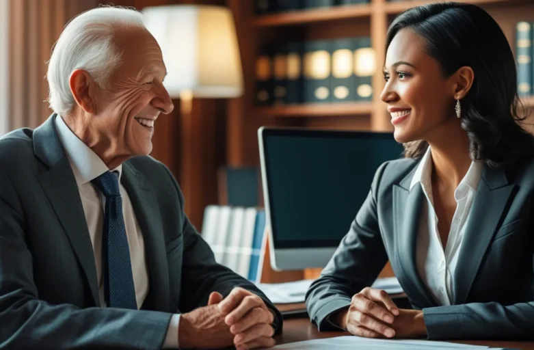 Um advogado trabalhista experiente analisando com atenção um termo de rescisão de contrato de trabalho para garantir os direitos do cliente.