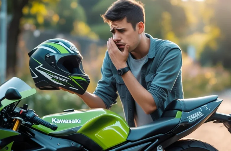 rapaz olha inconformado para sua moto ao descobrir que sofreu o golpe da moto clonada