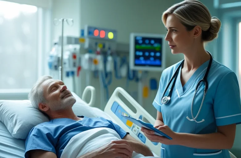 Foto de uma pessoa preocupada segurando o celular em uma cama, com um envelope de carta ao lado. A imagem representa a angústia sobre a demissão durante o afastamento médico e a busca por informações legais.
