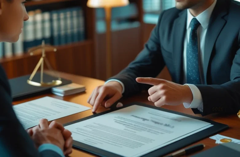 Um casal sentado de costas em lados opostos de uma mesa, com um celular entre eles, simbolizando o conflito e a comunicação tóxica durante um divórcio. A imagem representa o desafio de lidar com falsas acusações no processo.