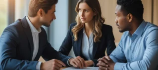 Advogado especialista em direito contratual analisando um contrato e uma fatura com cobrança de melhorias não previstas.