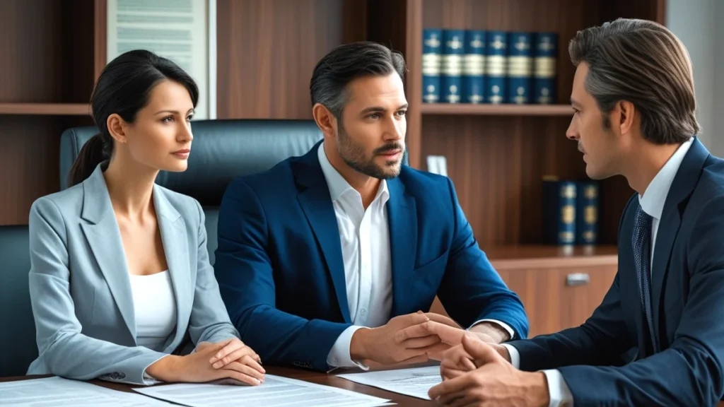 Advogado de Direito de Família em frente a símbolos da justiça, representando a ação de divórcio litigioso quando só um cônjuge quer se separar.