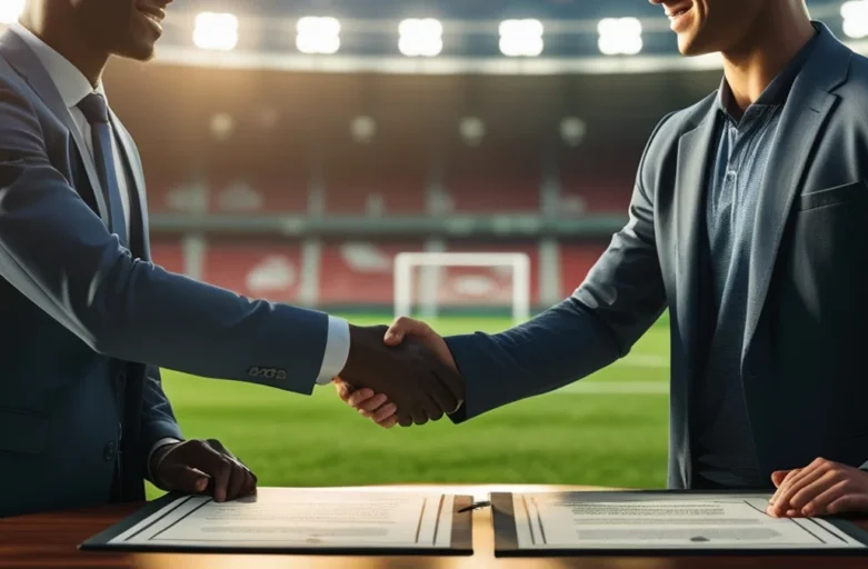Diferença entre contrato de trabalho e contrato de imagem no esporte Advogado especialista em direito desportivo analisando contrato de trabalho e contrato de imagem de atleta profissional em escritório.