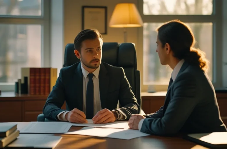 Divórcio amigável vs. litigioso: qual é o mais adequado para você? Advogado especialista em direito de família em reunião, explicando a um cliente as diferenças processuais entre o divórcio amigável e o divórcio litigioso.