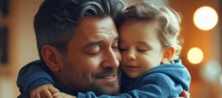 Pai segurando uma foto do filho com expressão de tristeza, representando o sofrimento causado pela alienação parental disfarçada e o afastamento familiar