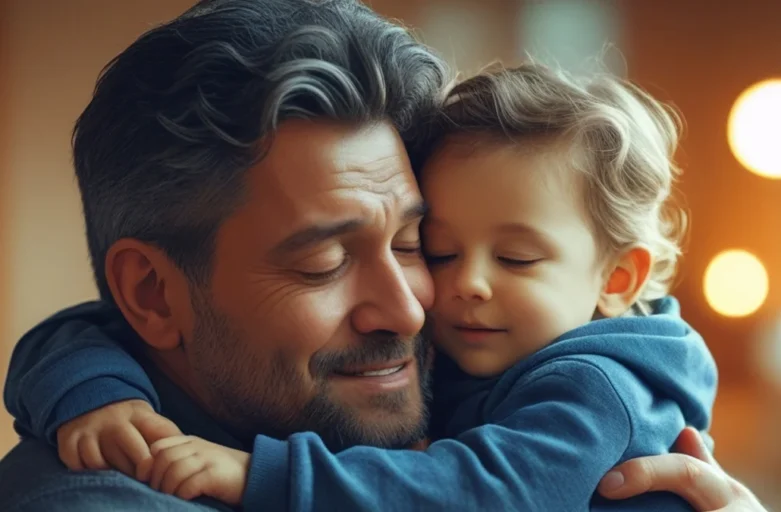 Alienação parental disfarçada: como reconhecer comportamentos sutis e perigosos Pai segurando uma foto do filho com expressão de tristeza, representando o sofrimento causado pela alienação parental disfarçada e o afastamento familiar