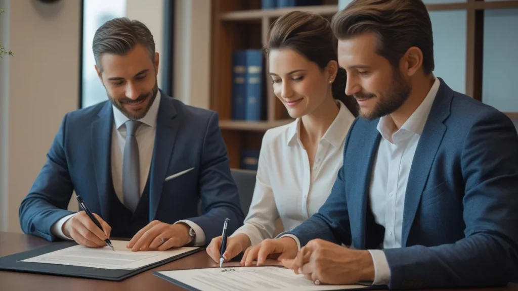 Advogado explicando sobre o registro do contrato de locação em cartório para garantir segurança jurídica entre locador e locatário.