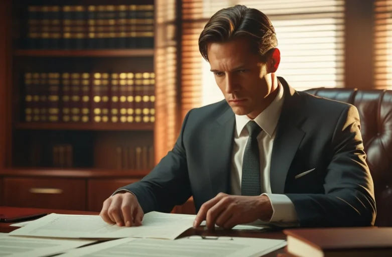 Pessoa analisando documentos financeiros e calculadora para definir valor da pensão alimentícia sobre férias e 13º salário.