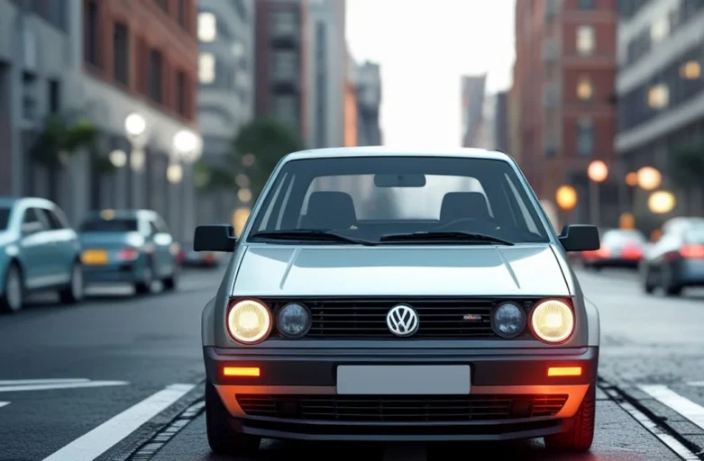 Multa por parar em fila dupla: casos de emergência que permitem recurso Veículo parado com pisca-alerta ligado em situação de emergência urbana, ilustrando a infração de fila dupla e o contexto de recurso de multa.