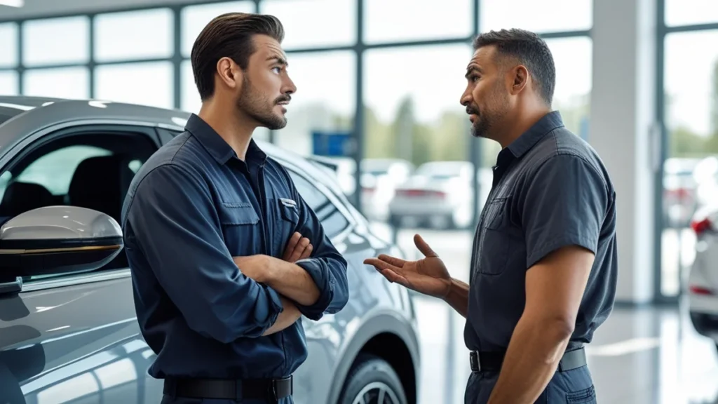 Consumidor com carro novo defeituoso, entendendo o direito de troca e devolução conforme o Código de Defesa do Consumidor.