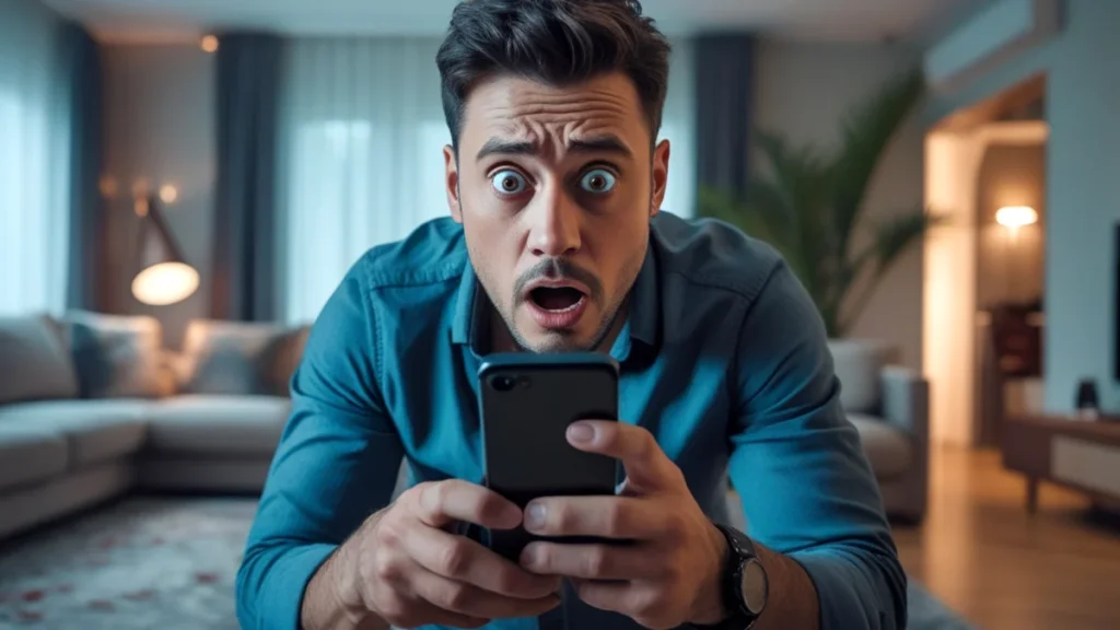 Homem sofrendo um golpe com Whatsapp clonado