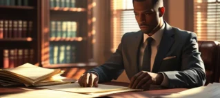 Profissional em escritório analisando contrato de trabalho PJ e refletindo sobre direitos e férias.