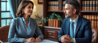 Advogado explicando direitos de pensão alimentícia após dissolução de união estável em mesa de atendimento.