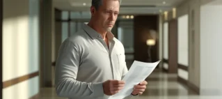 Morador de condomínio em São Paulo analisando regimento interno para resolver conflitos com vizinhos.