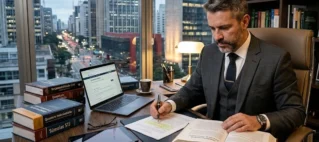 Advogado em São Paulo analisando jurisprudência sobre fixação de valor de indenização por danos morais.