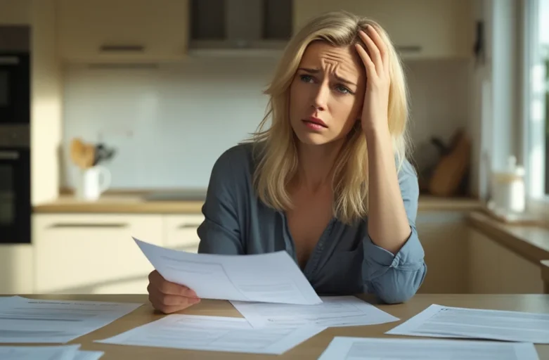 Pensão Alimentícia e Despesas Extras: O pai é obrigado a pagar? Mãe calculando despesas de material escolar e remédios para verificar se a pensão alimentícia cobre os gastos extras.