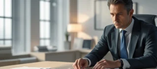 Advogado analisando matrícula de imóvel e documentos de propriedade para regularização em cartório.