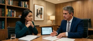 Advogado em reunião consultiva explicando o processo de execução de pensão alimentícia pelo rito da prisão em São Paulo.