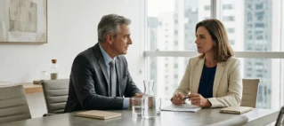 Advogado em reunião com cliente discutindo planejamento sucessório e inventário em escritório em São Paulo.
