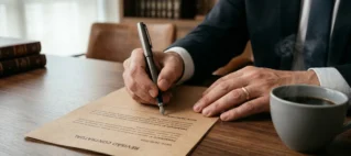 Documento jurídico sobre mesa de madeira representando o processo de afastamento do trabalho por problemas psicológicos em São Paulo.