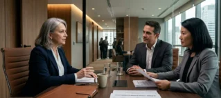 Documentação técnica de veículo e pasta jurídica sobre mesa de reuniões em escritório corporativo moderno, ilustrando direitos do consumidor sobre carros depreciados em estoque.