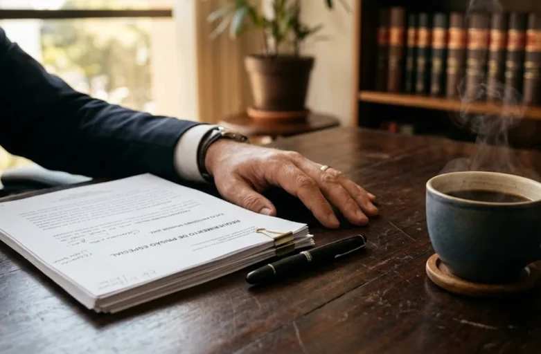 Mesa de escritório jurídico em São Paulo com documentos sobre o direito à cela especial e prerrogativas legais.